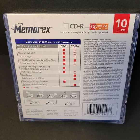 Memorex CD-R 700MB 52X 80min 9-Pack Open Box CDs Unused With Sleeves - Picture 2 of 6